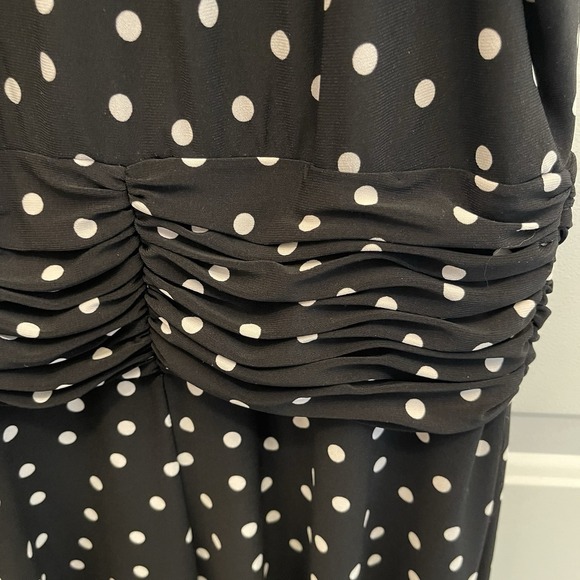 Evan Picone Black White Polka Dot V-neck‎ Midi Dress Womens 8 - Picture 3 of 7